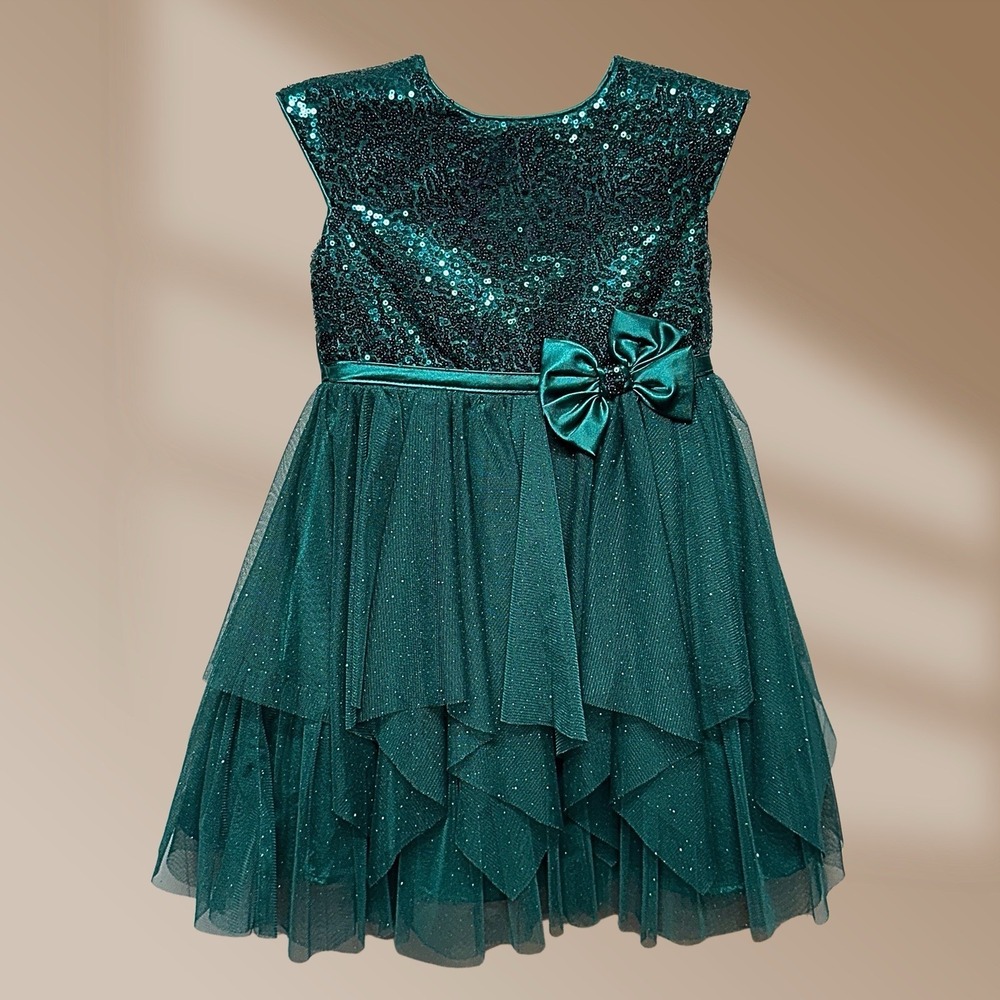Jona Michelle Little Girls Party Dress Sequined Emerald Green Sz 4T